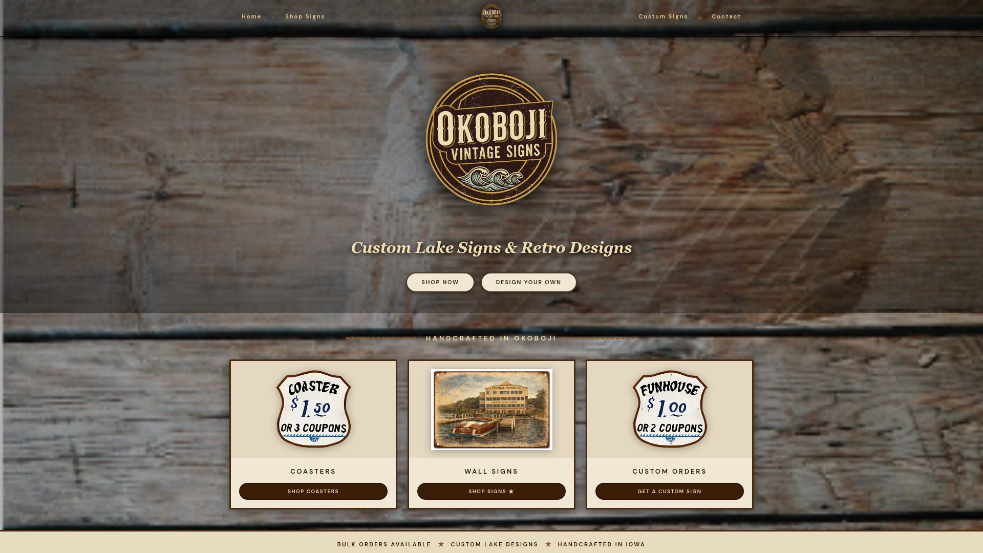 Okoboji Vintage Signs website