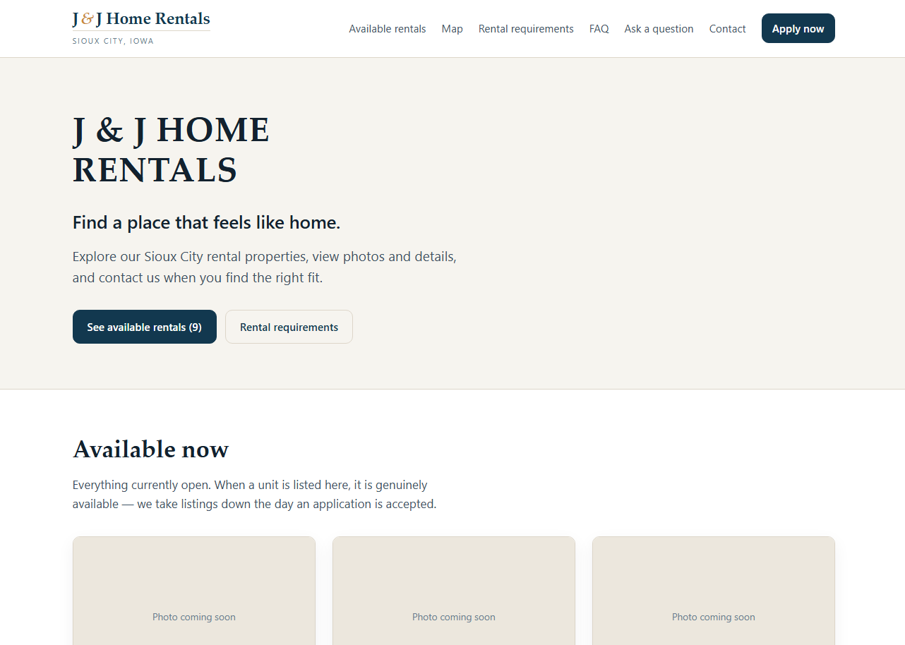Rental listings website
